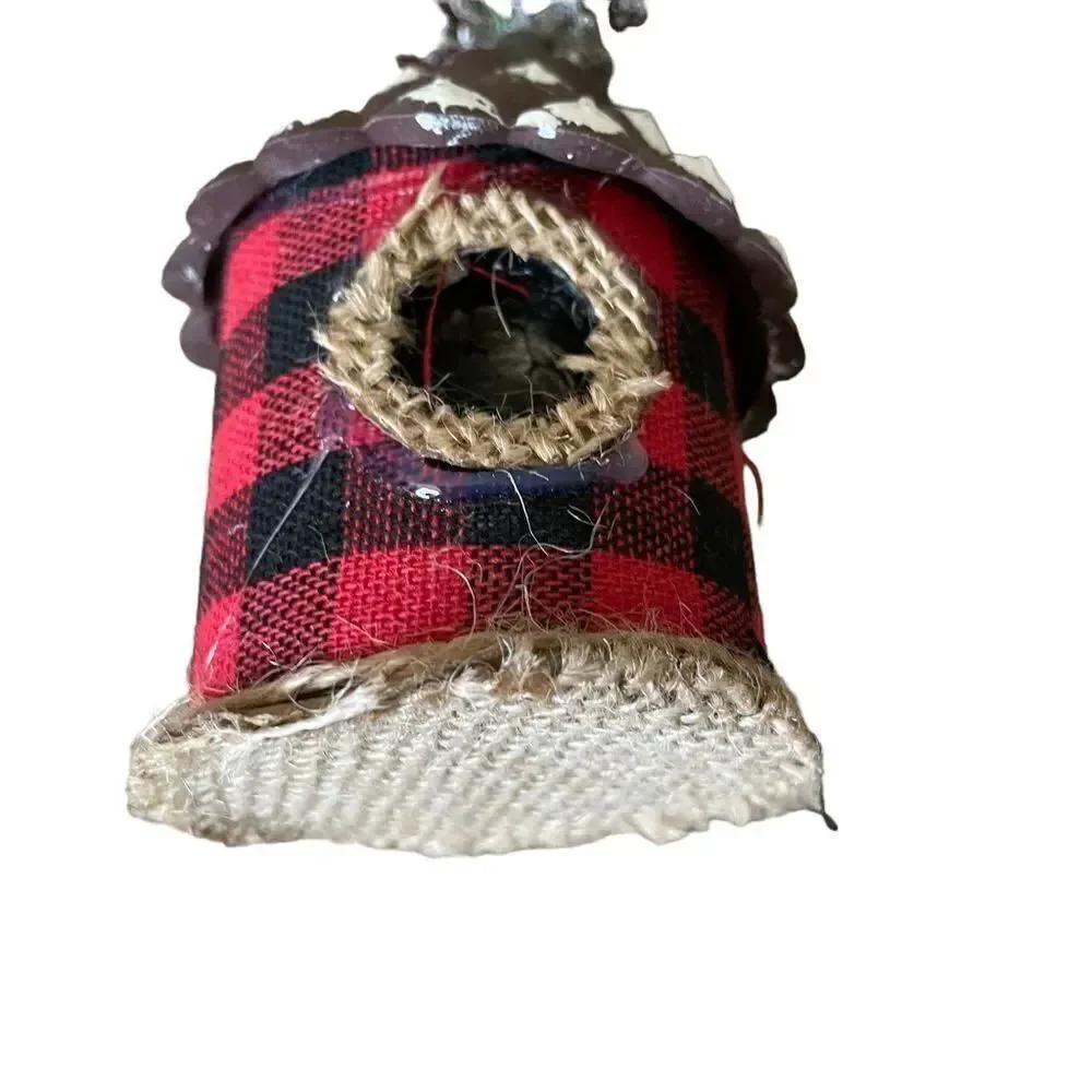 Christmas House Buffalo Check Bird House Bohemian Rustic Farmhouse Set
